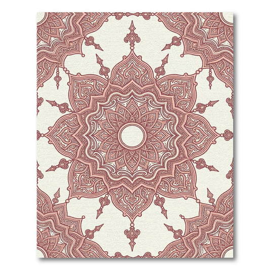 Elegant Dusty Rose Linear Medallion Rug