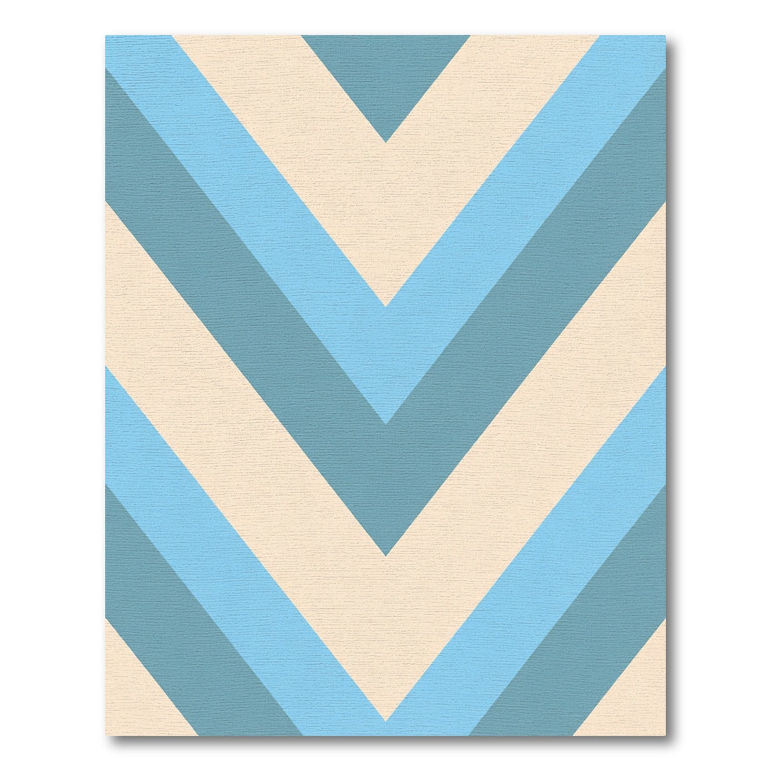 Retro Blue Cream Chevron Stripes Rug