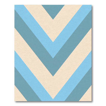 Retro Blue Cream Chevron Stripes Rug