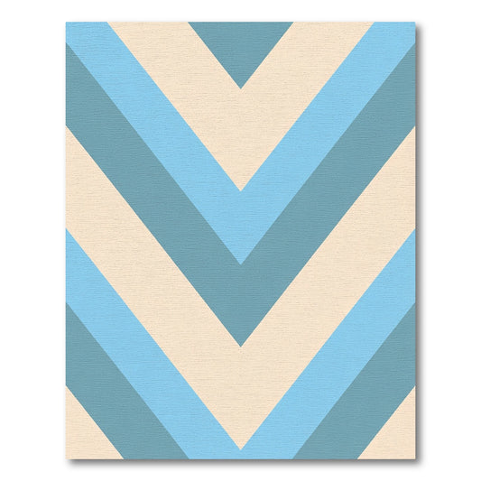 Retro Blue Cream Chevron Stripes Rug