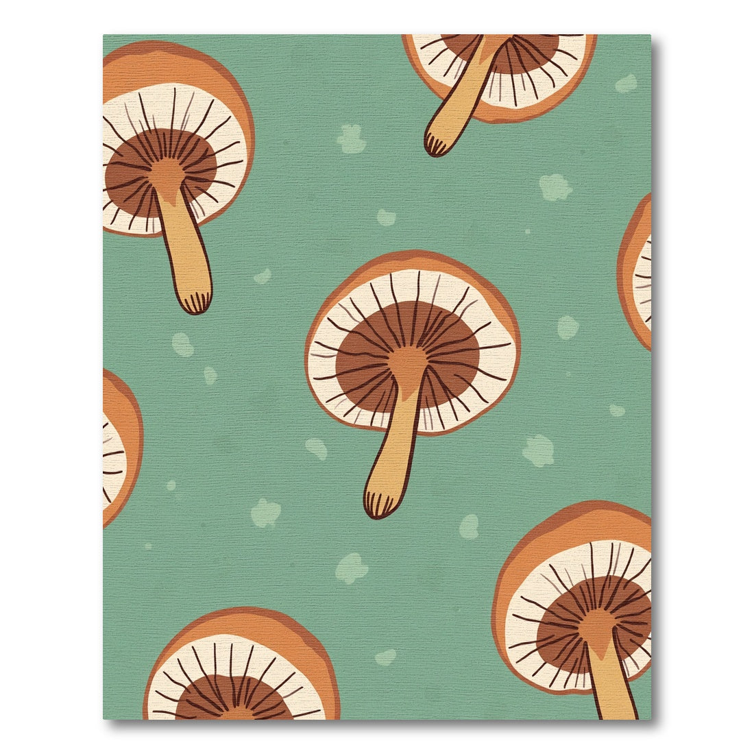 Whimsical Brown Mushroom Teal Background Rug