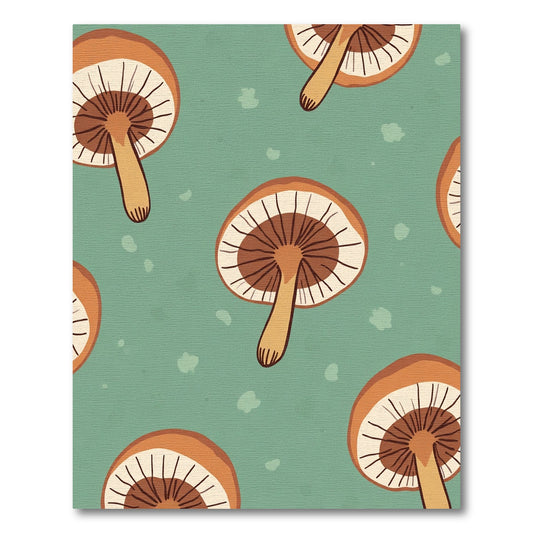 Whimsical Brown Mushroom Teal Background Rug