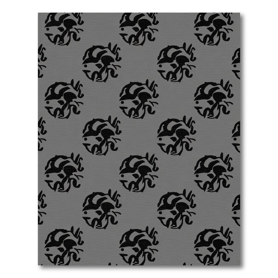 Gray Black Abstract Medallion Rug