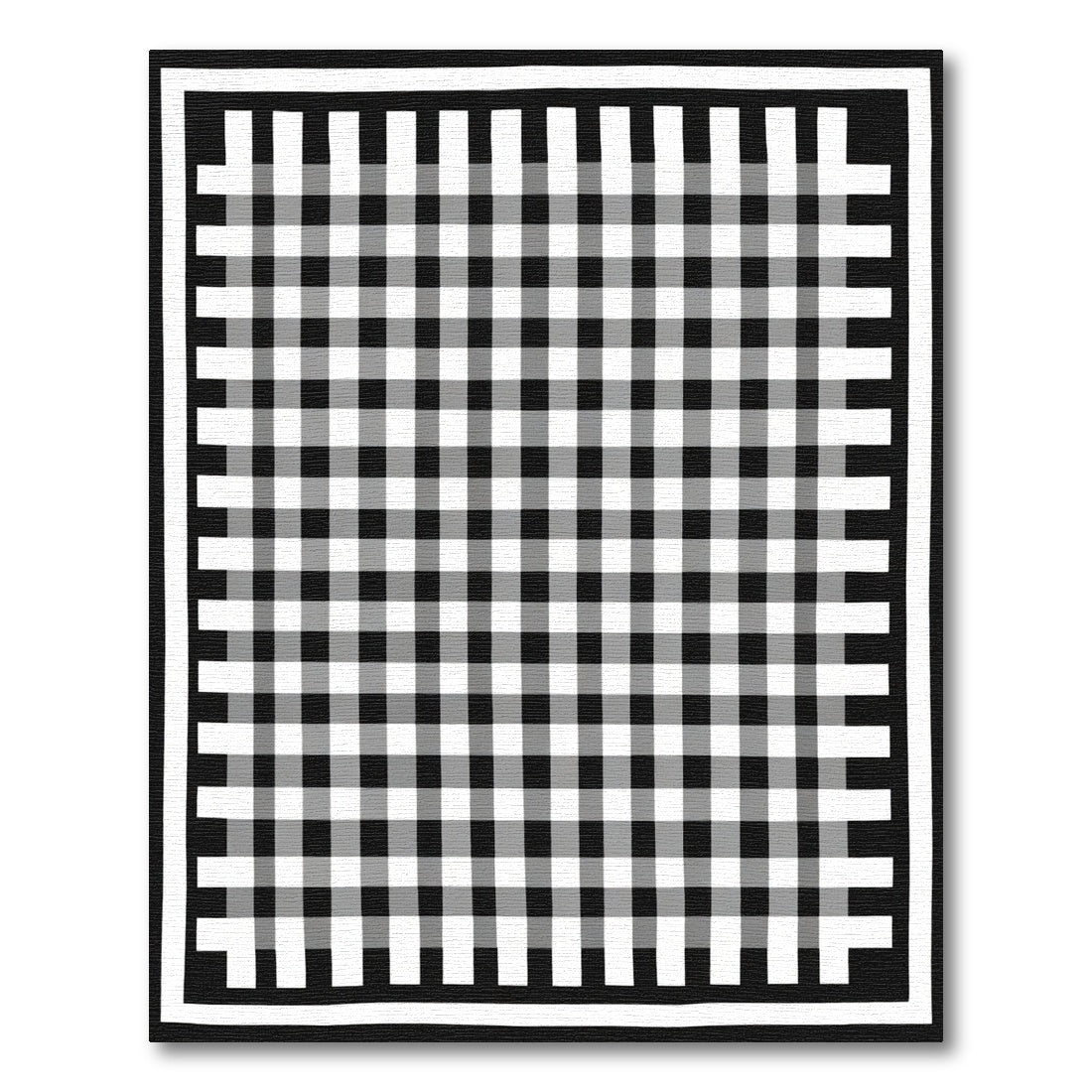 Black White Gingham Classic Check Rug