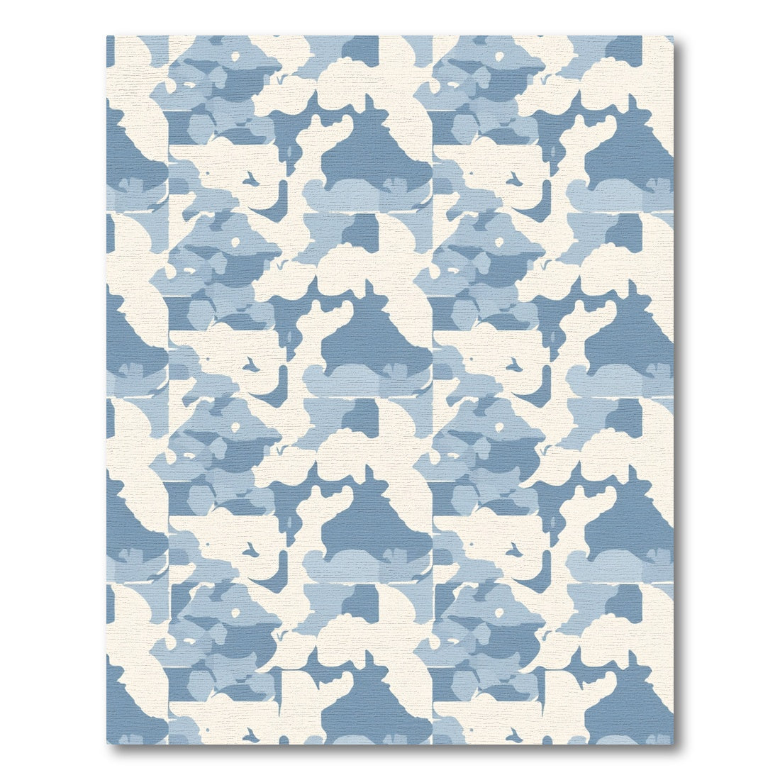 Blue Abstract Camouflage Squares Rug