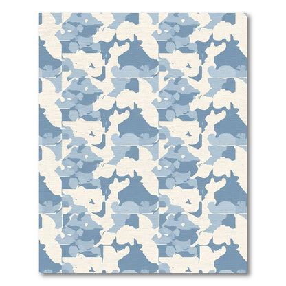 Blue Abstract Camouflage Squares Rug
