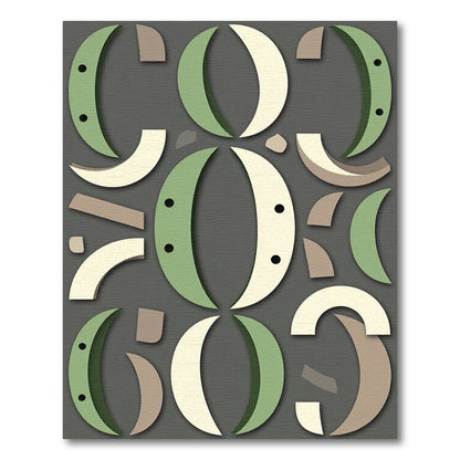 Modern Sage Olive Geometric Crescent Abstraction Rug