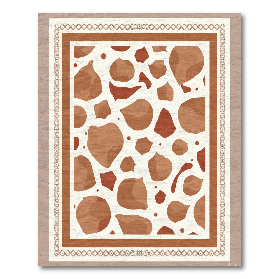 Terra Cotta Organic Midcentury Irregular Forms Rug