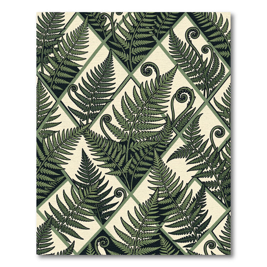 Botanical Emerald Fern Diamond Tile Rug