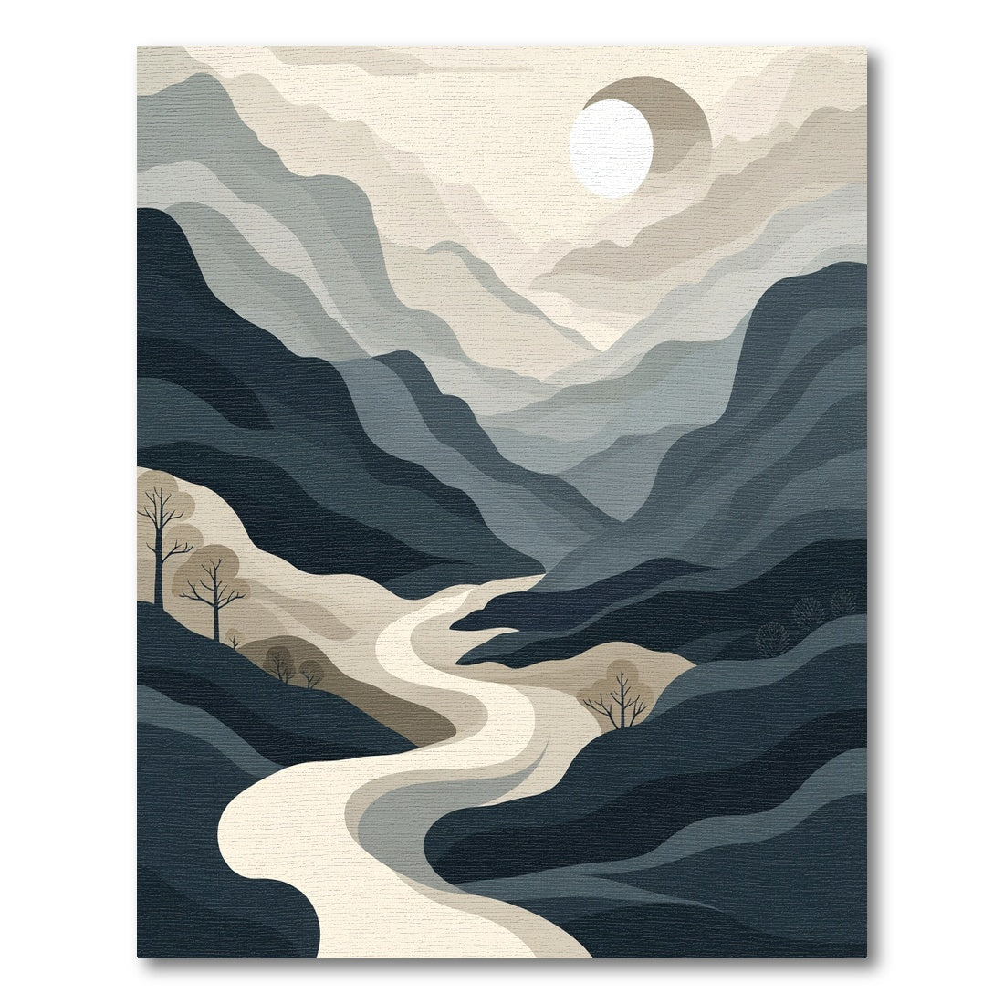 Abstract Earthy Tone Mountain River Rug