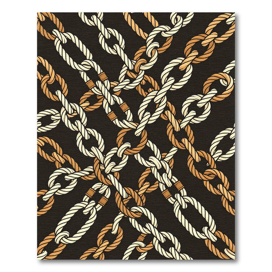 Interlocking Rope Chains Black and Tan Rug