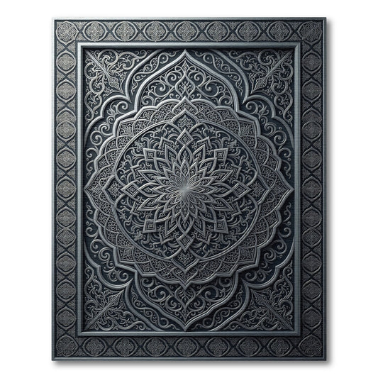 Silver Intricate Floral Mandala Rug