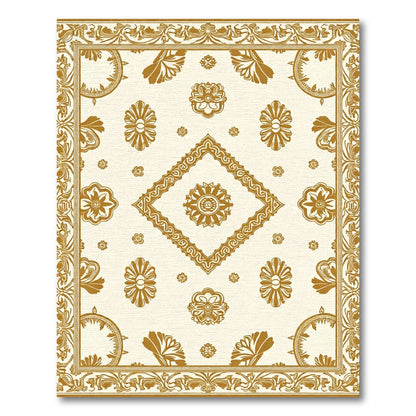 Ornate Golden Floral Laurel Rug