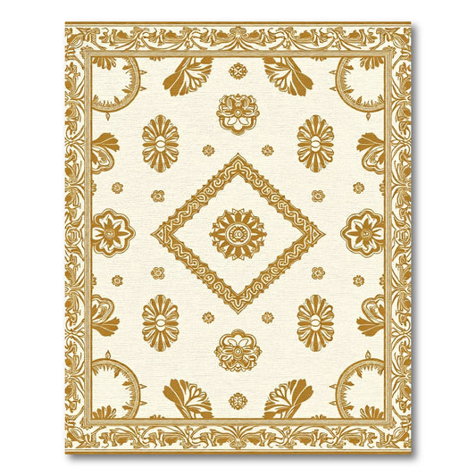 Ornate Golden Floral Laurel Rug