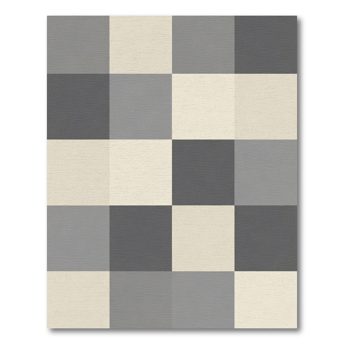 Modern Gray Cream Checkerboard Squares Rug