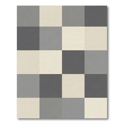 Modern Gray Cream Checkerboard Squares Rug