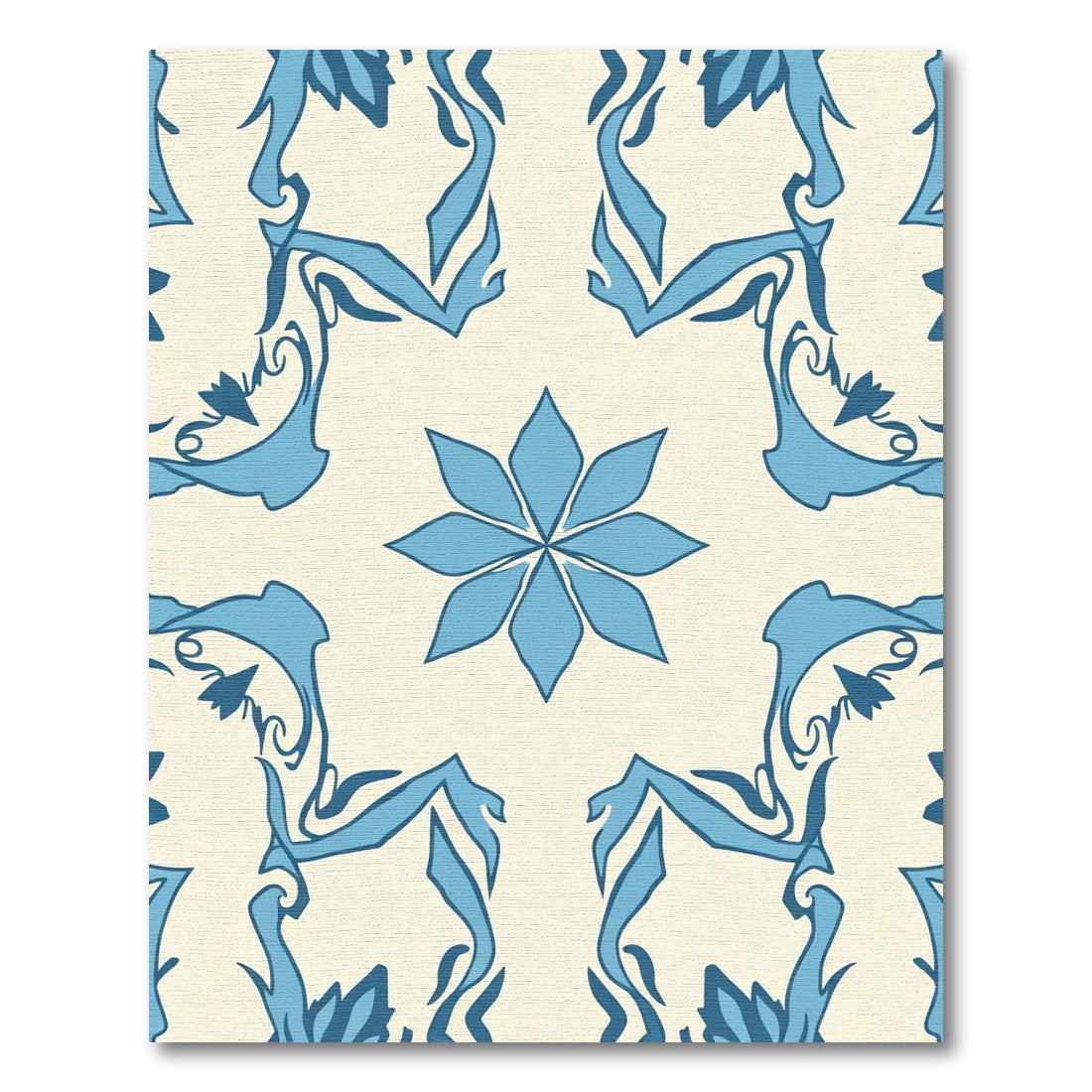 Blue Floral Art Nouveau Meadow Rug