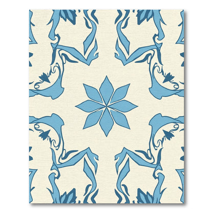 Blue Floral Art Nouveau Meadow Rug