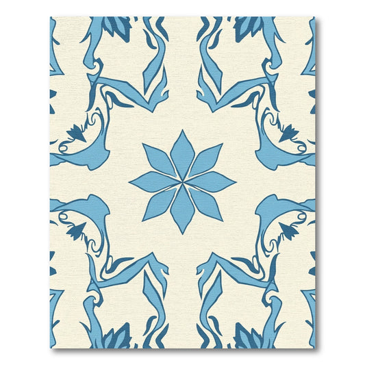 Blue Floral Art Nouveau Meadow Rug