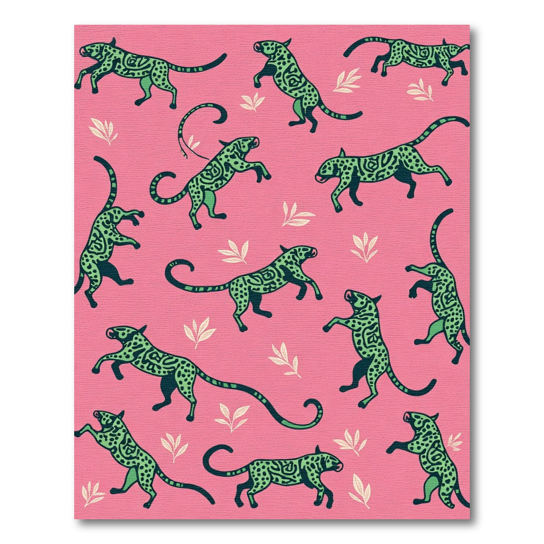 Vibrant Pink Green Jagged Jaguar Print Rug