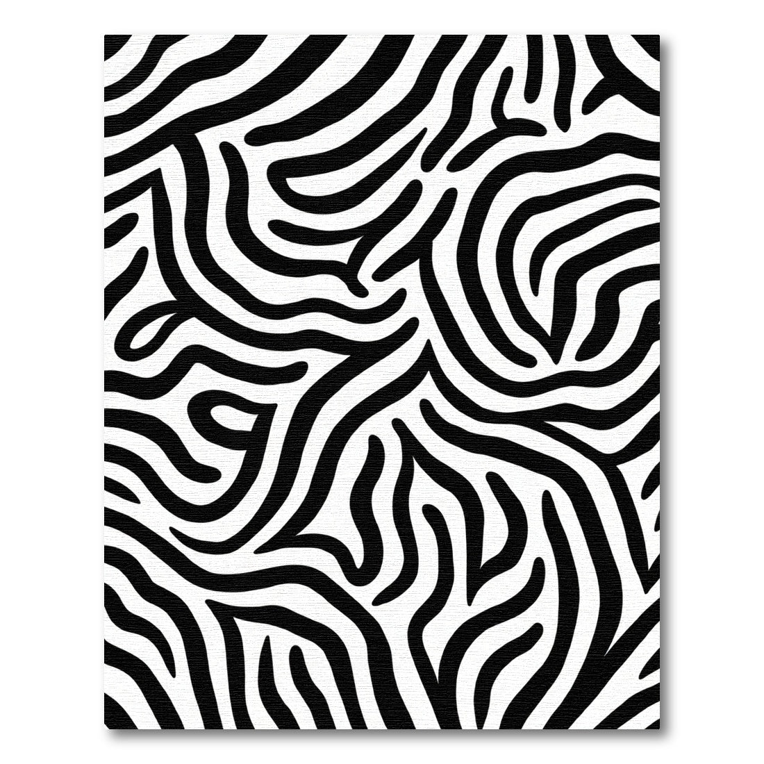 Black White Wavy Animal Stripes Rug