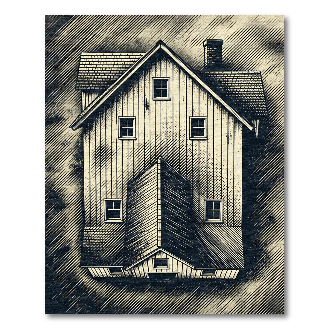 Vintage Sepia Farmhouse Architectural Rug