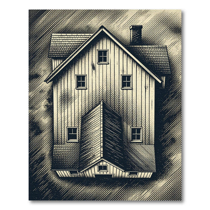 Vintage Sepia Farmhouse Architectural Rug