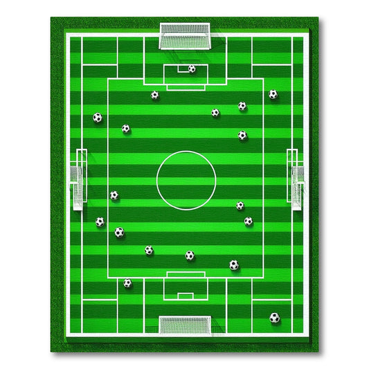Striped Green Soccer Field Balls Rug