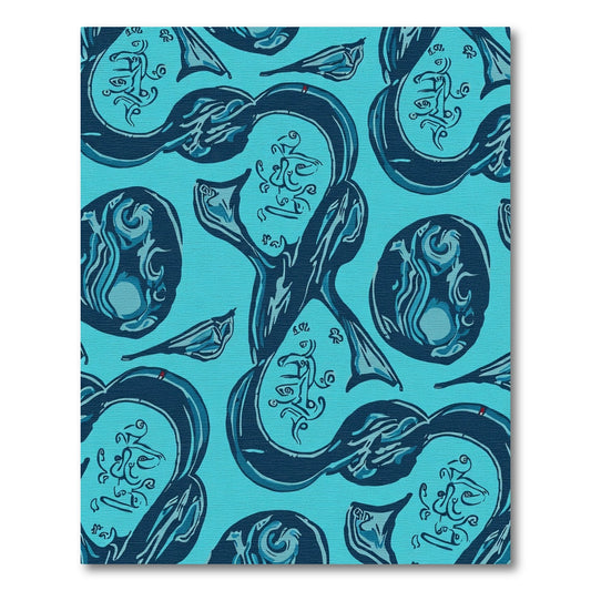 Deep Blue Abstract Figures Swirl Rug