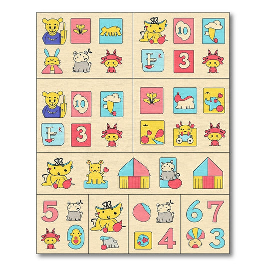 Playful Yellow Creatures Numbers Blocks Rug