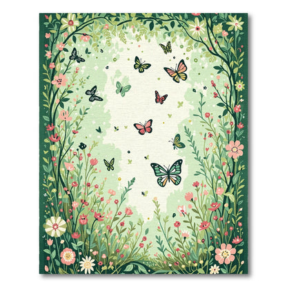 Whimsical Pink Blossom Butterfly Garden Rug