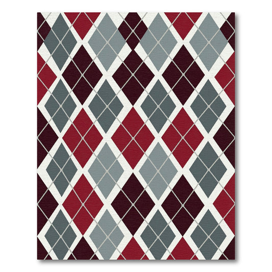 Burgundy Gray Diamond Argyle Rug