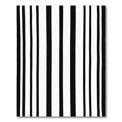 Bold Black White Varying Stripes Rug