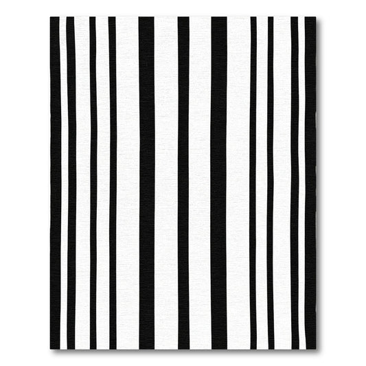Bold Black White Varying Stripes Rug