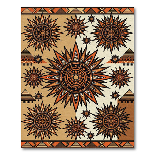 Sunburst Terra Cotta Amber Geometric Art Rug