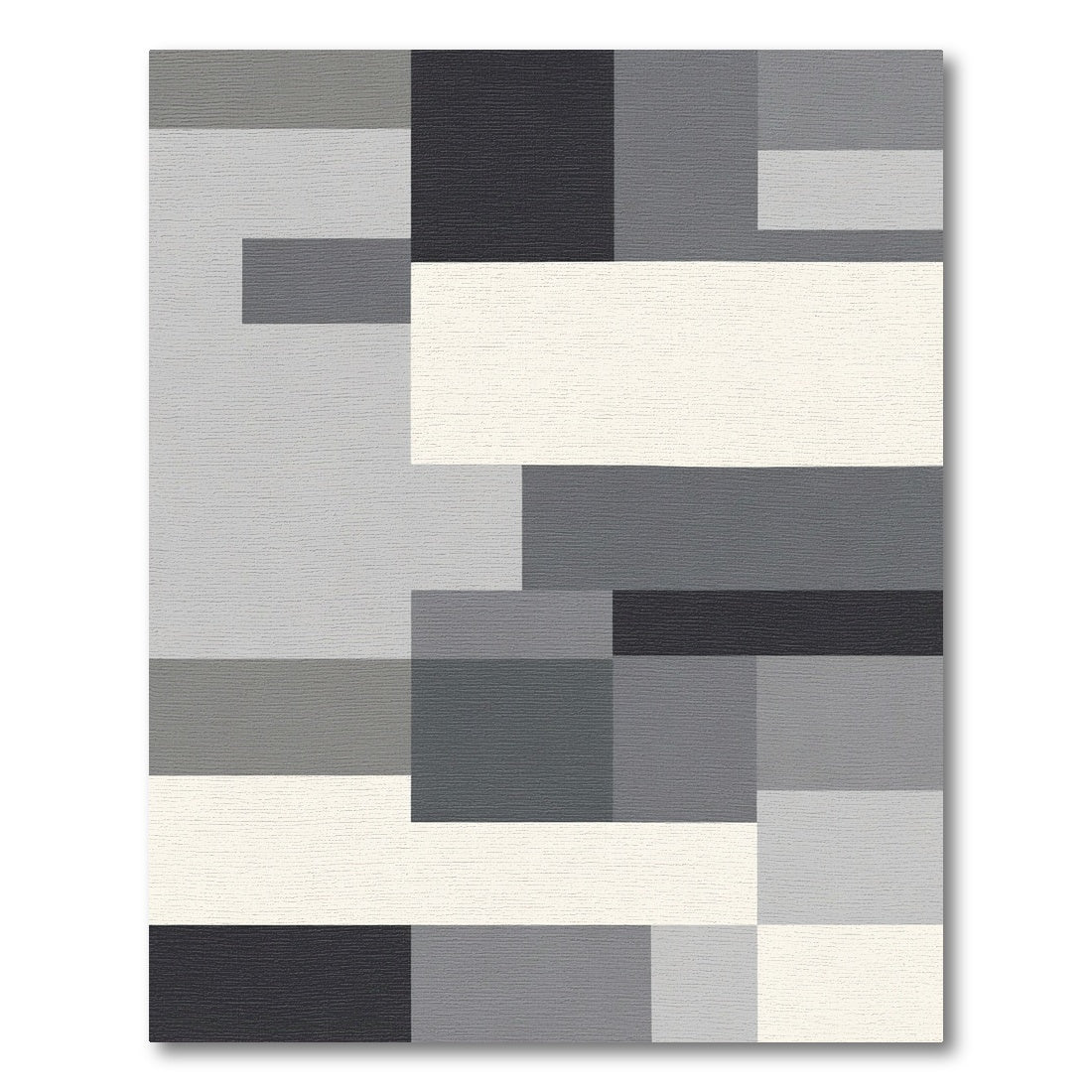 Modern Gray Geometric Blocks Rug