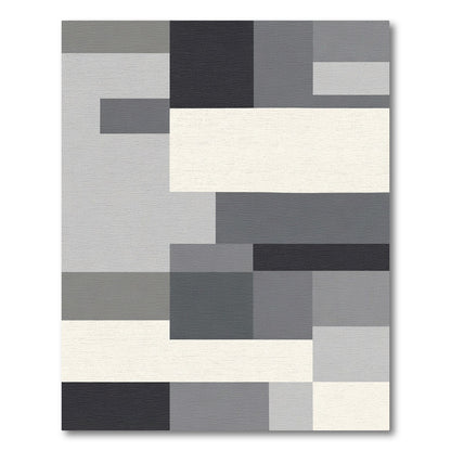 Modern Gray Geometric Blocks Rug