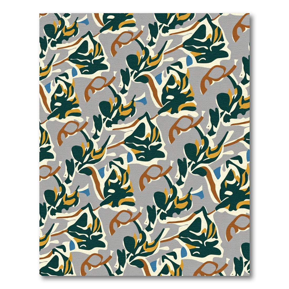 Abstract Teal Gold Leaf Swirl Rug