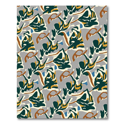 Abstract Teal Gold Leaf Swirl Rug