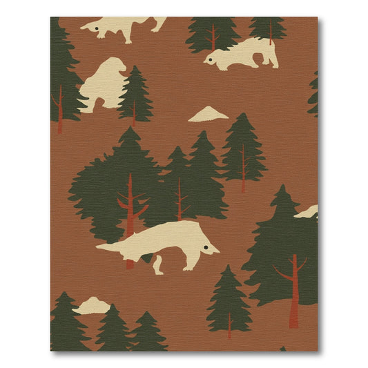 Tan Animal Forest Scene Rug