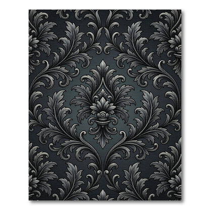 Luxury Silver Charcoal Baroque Damask Rug