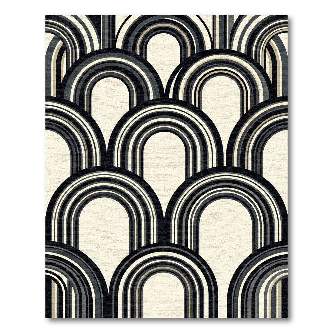 Monochrome Art Deco Arched Arc Rug