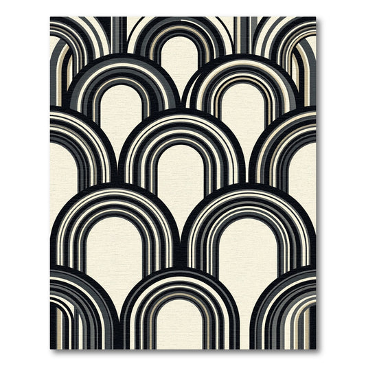 Monochrome Art Deco Arched Arc Rug