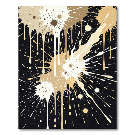 Cream Splatter Explosive Abstract Rug