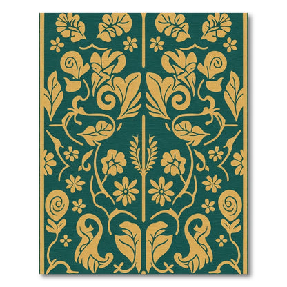 Emerald Gold Floral Medallion Art Nouveau Rug