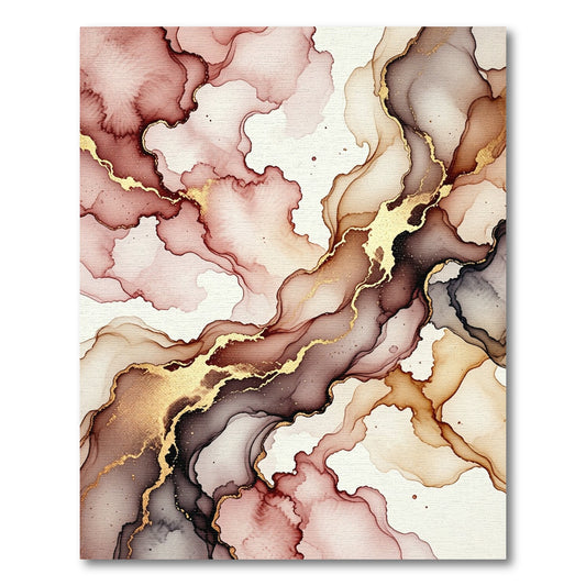 Earthy Pink Gold Swirl Art Rug