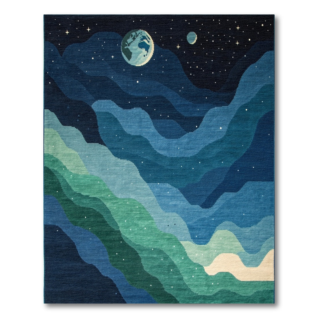 Starry Wavy Navy Earth Cosmic Rug