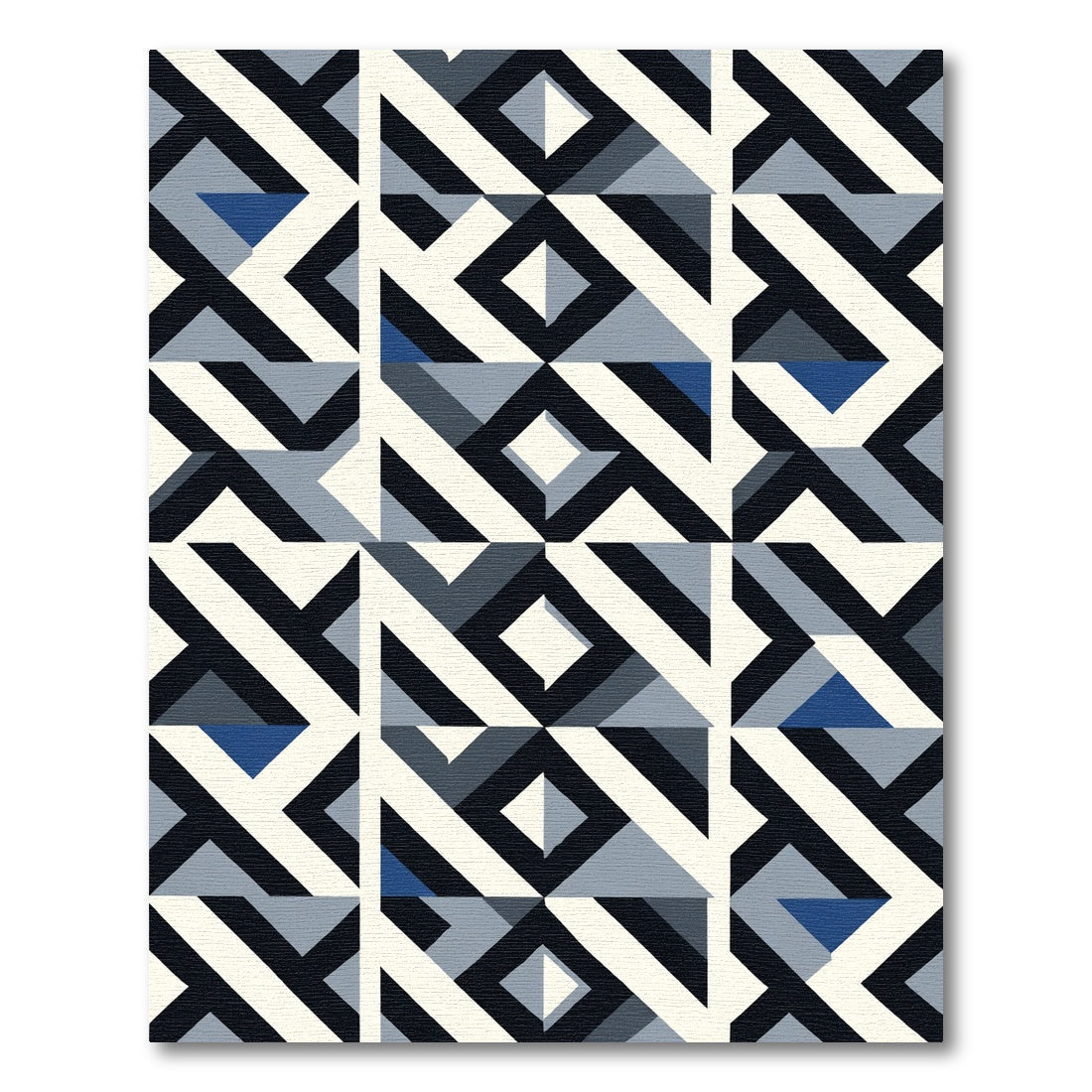 Abstract Geo Grid Dark Blue Rug