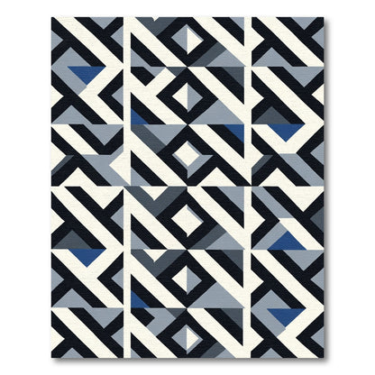 Abstract Geo Grid Dark Blue Rug