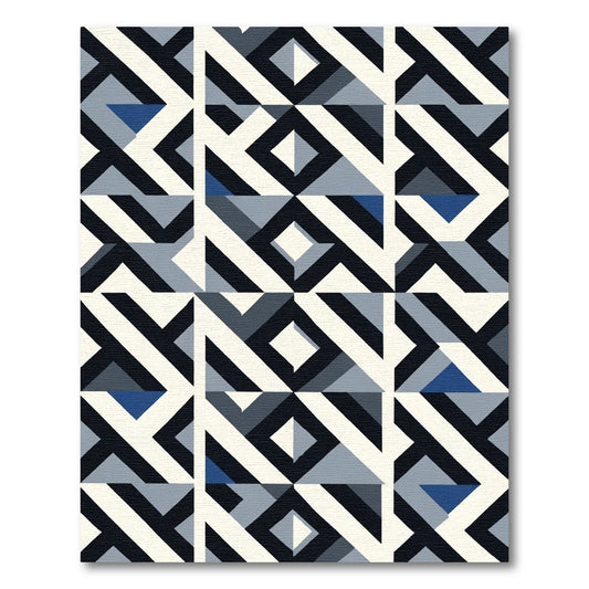 Abstract Geo Grid Dark Blue Rug